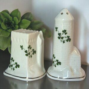 Carrigdhoun Pottery Ireland Shamrock Salt Pepper Set